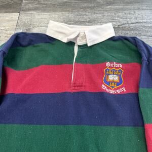 Vintage Y2K‎ 90s Striped Mens L Halbro Rugby Oxford University Polo Shirt